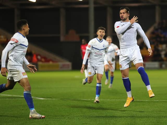 Diego de Girolamo celebrates scoring the winner at York