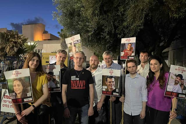Jon Pearce and other Labour MPs at an event calling for the release of hostages while in Isreal. Photo LFI on X