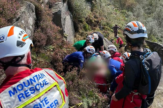 The injured climber was airlifted to hospital following their fall. Credit: EMRT