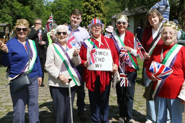 MP Robert Largan with the ladies of Horwich End WI at the Whaley Bridge Platinum Jubilee Parade,
