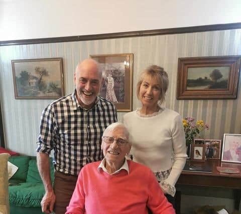 Richard Stoodley, left, with his dad, Bob, front and his sister.