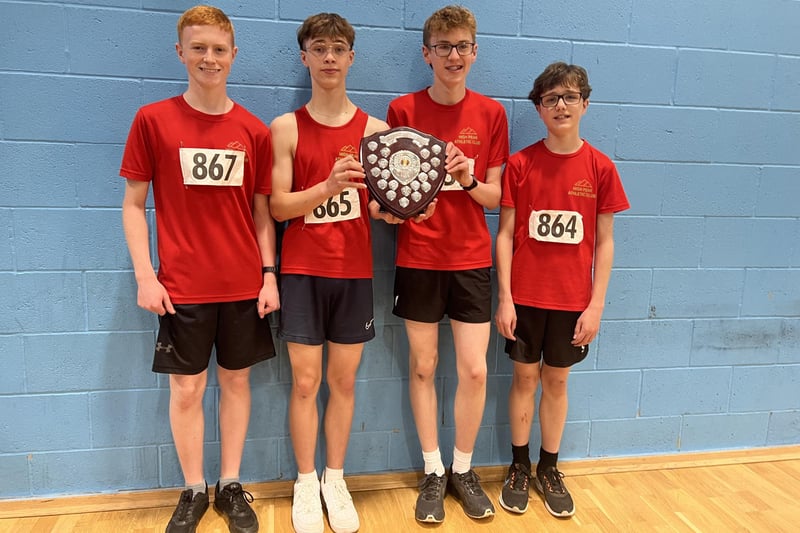 High Peak AC's Boys under 15 team celebrate victory,