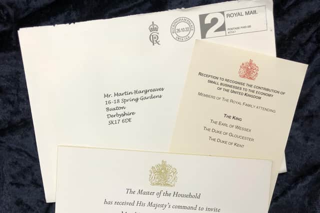 The invitation to the palace for Hargreaves of Buxton. Pic submitted