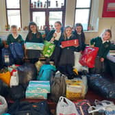 Kettleshulme pupils with some of the donations going to the Ukrainian aid appeal