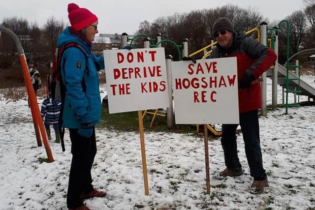 Hogshaw locals Mr and Mrs Heaton during a socially-distanced protest over the plans