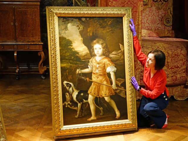 Gill Hart, head of learning and engagement at Chatsworth, with one of the paintings that will be on show in the Picturing Childhood exhibition.