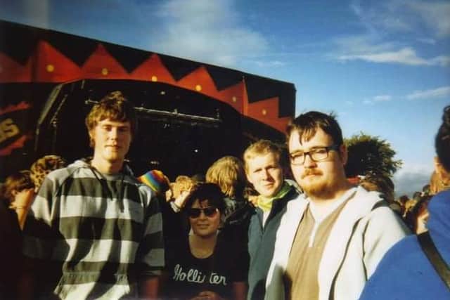 Kyle Jones, right, with Dan Wheeldon, second right at Leeds Festival