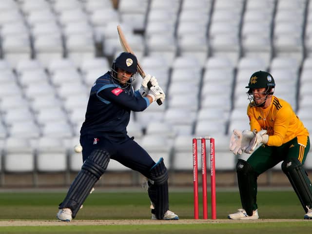 Billy Godleman bats against Notts Outlaws in the T20 at Trent Bridge. (Photo by Alex Pantling/Getty Images)