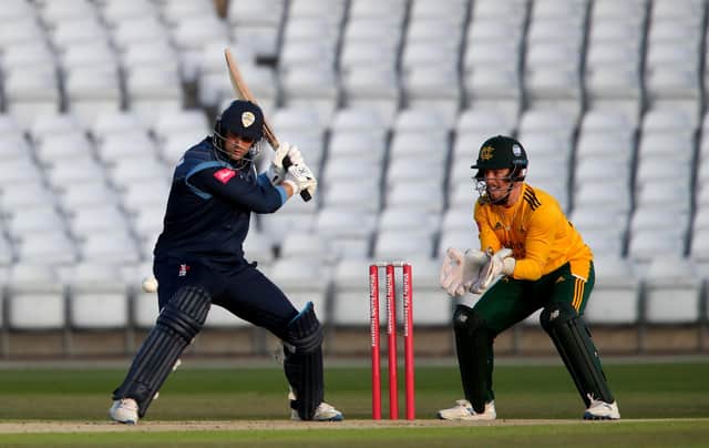 Billy Godleman bats against Notts Outlaws in the T20 at Trent Bridge. (Photo by Alex Pantling/Getty Images)