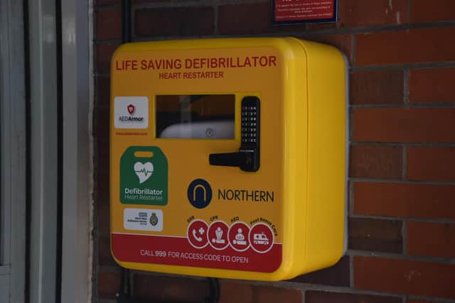 Look out for yellow defibrillator boxes like this appearing at local stations in the spring.
