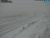 Snow is falling on the A537, along with other routes across Derbyshire. Credit: Derbyshire County Council