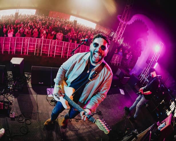 The Adam Robinson Band playing to a packed out tent at Y Not. Photo Liam Maxwell