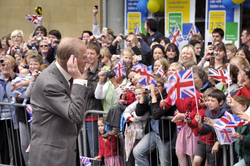 Prince Philip entertains the crowds in Bondgate Within in Alnwick town centre.