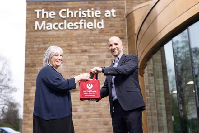 Sue Thompson was the first patient to be treated at the new The Christie at Macclesfield centre