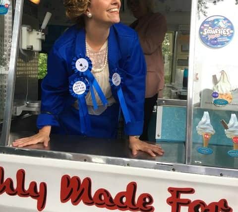 Jackie Cruse dressing up as Margaret Thatcher. Photo Submitted