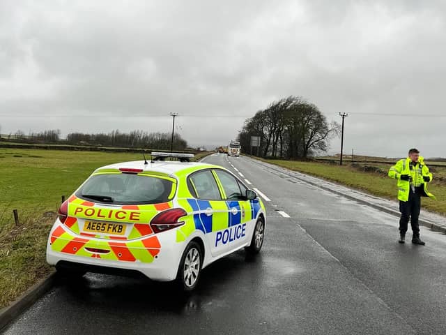 The A6 between Buxton and Dove Holes is currently closed. Photo - Buxton Police SNT