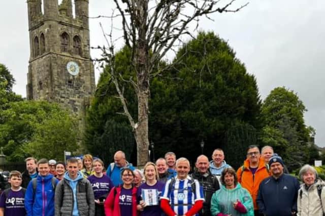 A good turnout for Andrew Keyworth's memorial walk which raised £4,000 for a cancer charity. Photo submitted