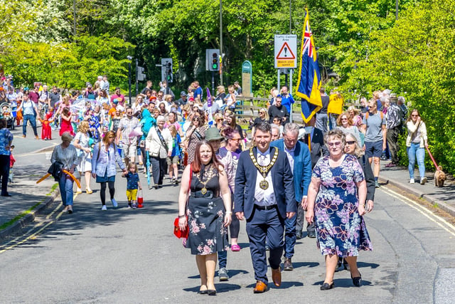 Leading the Hayfield May Queen carnival procession. Picture Anthony McKeown