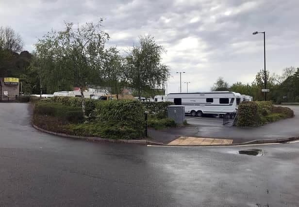 A traveller site at Matlock railway station car park.