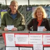 High Peak Unite Community speaking out about the plans to close ticket offices at stations across the High Peak and beyond. Pic submitted
