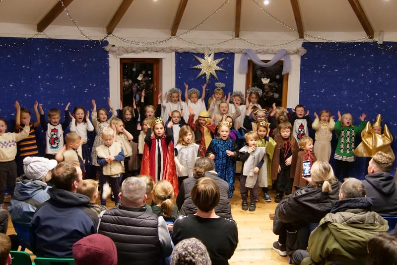 Shepherds, angels and christmas jumpers were all present for the Combs Infant School nativity show. Pic submitted.