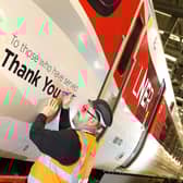 LNER Azuma train bearing its poppy livery (photo: Simon Williams LNER)
