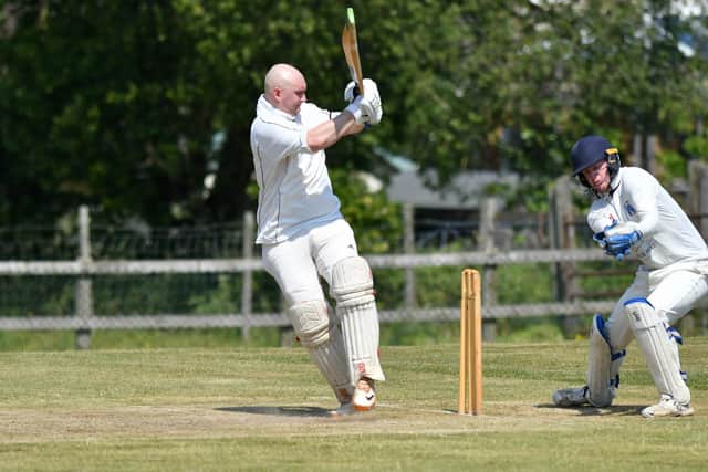 Thom Bannister on his way to 82 for Birch Vale in defeat by High Lane. Photo by John Fryer.