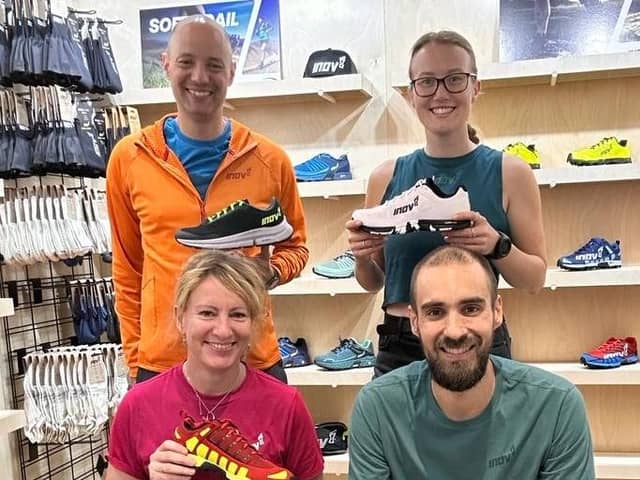 Four of the new store staff, including store manager Matt Sherwood (front right) at inov-8. Photo submitted
