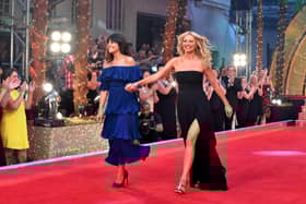 Presenters Claudia Winkleman and Tess Daly attend the 'Strictly Come Dancing 2017' red carpet launch at The Piazza on August 28, 2017.