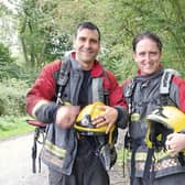 Martin McShane from Bolsover Fire Station and Thomas Bell from Bakewell Fire Station are preparing to run the Manchester half marathon in full fire kit on October 15.