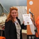 Tracey Coverley receives the Artist award from Marketing Officer, Stephanie Billen