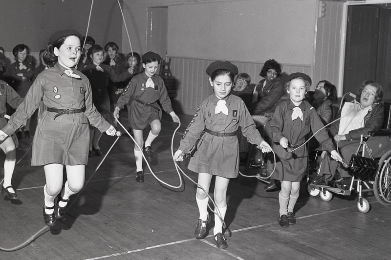 Buxton Brownies raising money for charity in 1974.