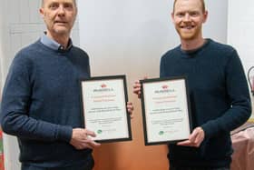 Mark Parsons (L) with son Liam Parsons (R), Burton Long Service 2024