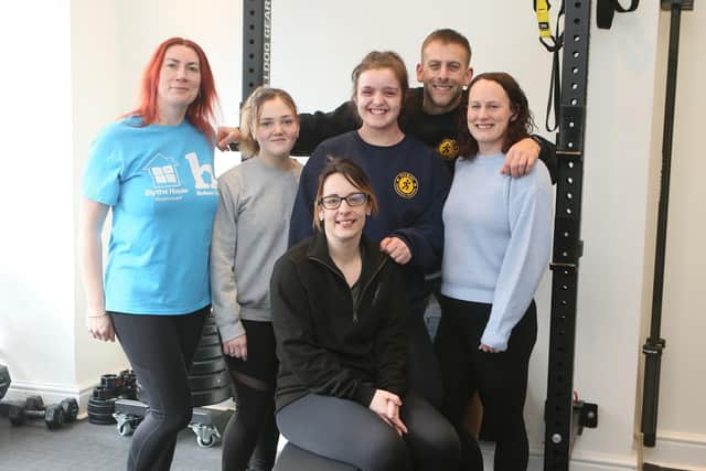 The team from the Push gym who will be trying to walk a million steps in a day for Blythe House. Kirsty  Thompson, Mia Jones, Rachel Mohsni, Amy Evans, Cat Axon and Richard Mirams. Photo Jason Chadwick