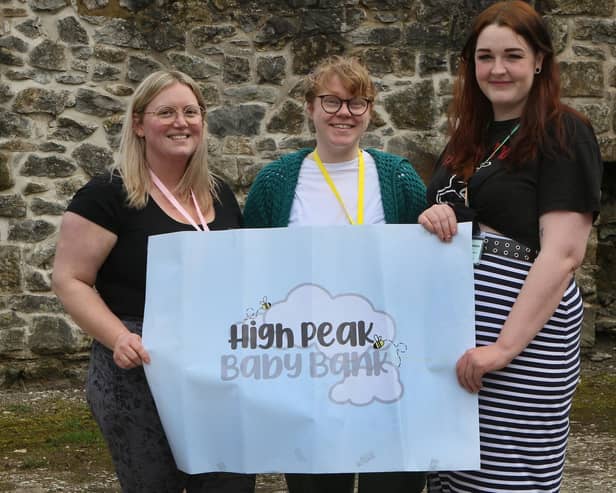 High Peak Baby Bank campaigners Leanne Heath, Laura Cooper and Kirsty Jackson. Photo Jason Chadwick