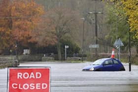 A swollen River Derwent floods a road in Darley Dale, Derbyshire. November 8, 2019. Picture: SWNS