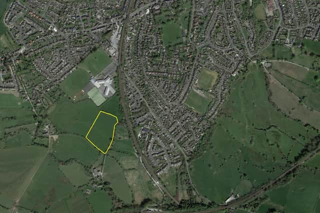 The planning application covers the land outlined in yellow.