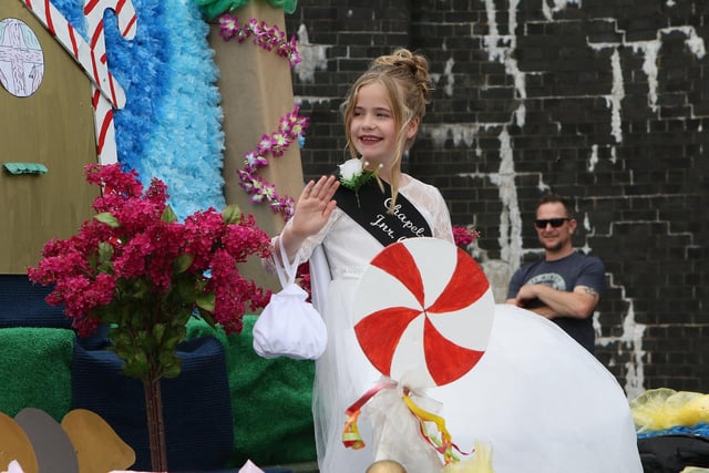 Chapel Carnival's junior queen Faith Phillips on her float. Pic Jason Chadwick