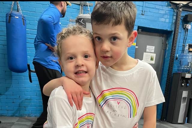 Oliver and Jasper Hawtin were at the charity exercise-athon organised by their mum Amy to raise money for a baby loss charity. Pic submitted.