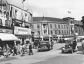 A view of Burlington Street, looking towards Cavendish Street in the 1950's. A bus is outside the Regal cinema on right. Davy & Sons and Woodhouse & Sons shops is on the left.