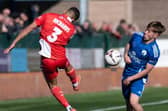 Action from Buxton's draw with Kidderminster. Photo: Phil Peat.