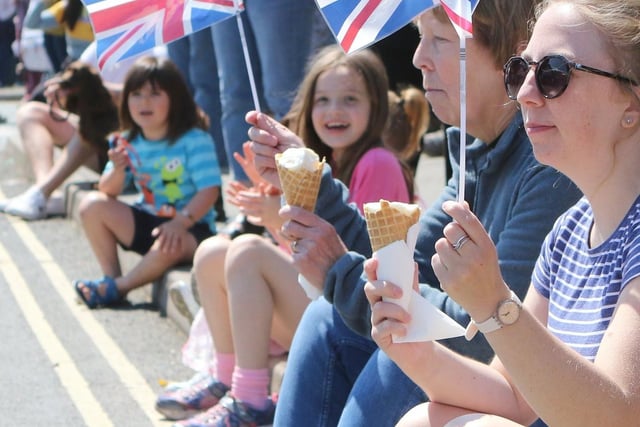 Whaley Bridge PlatinumJubilee Parade spectators cooled down with an ice cream
