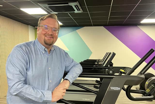 Councillor Damien Greenhalgh with the new equipment