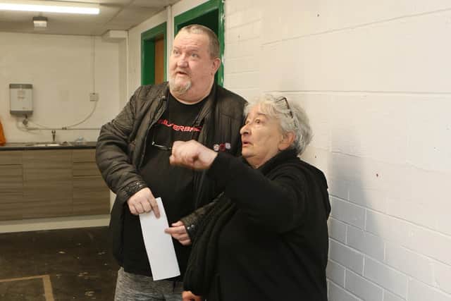 Residents of Fairfield, Paddy Bann and Lia Roos in the area they hope to turn into a community launderette. Pic Jason Chadwick