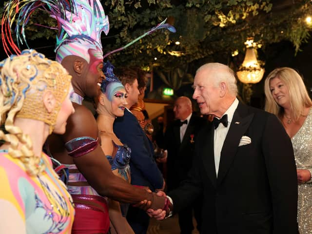King Charles meets performers after the Royal Variety Performance at the Royal Albert Hall, London