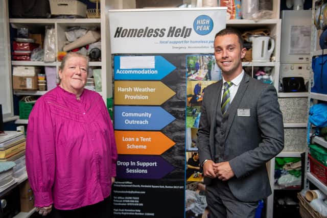 Barratt Homes representative Stefan Phillips visited the charity's base at Buxton United Reform Church to meet project coordinator Cath Sterndale and learn about its work.