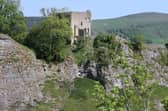 Peveril Castle at Castleton, next to the Peak Cavern lead mine, which overlooks the Joule Yard cemetery