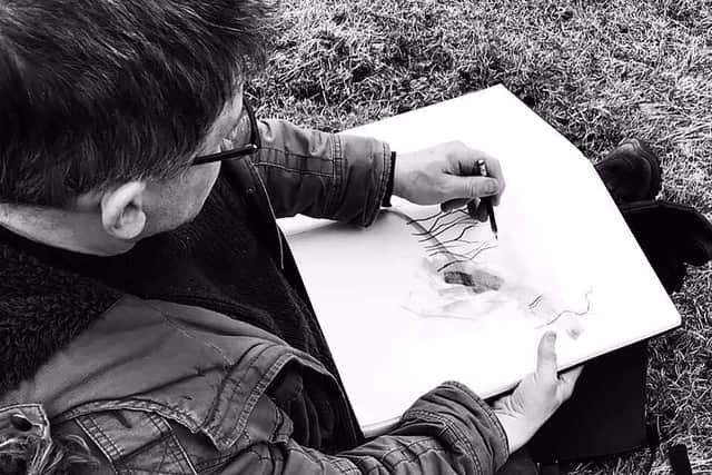 David spent many days working outdoors in all conditions to portray the farm on the hill.