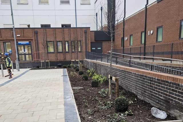 Outside the new completed area of Stepping Hill Hospital. Photo submitted