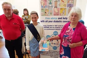 Hayfield Wells Dressing Queen and Sue Barber at a recent Hayfield event with a representative from Cardiac Risk in the Young. Pic submitted